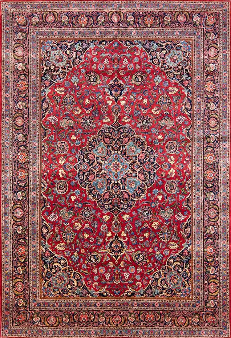 Rug 2791- Persian burgundy rug with beautiful center medallion and floral motifs. Handmade old Persian Kashan rug in excellent condition. Size 8.9 x 12.9. Rug 2791- Persian burgundy rug with beautiful center medallion and floral motifs. Handmade old Persian Kashan rug in excellent condition. Size 8.9 x 12.9.