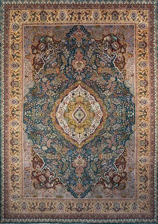 Rug 2794- Beautiful semi antique Persian rug in excellent condition. A rare 11x16 teal green rug artwork of Tabriz Iran.