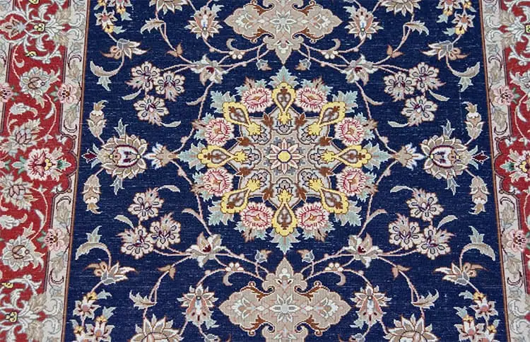 7543- Staircase runner rugs, fine quality handmade floral kork wool and silk Isfahan Persian runner rug. Size 2.8x13.4. Backside image. 7543- Staircase runner rugs, fine quality handmade floral kork wool and silk Isfahan Persian runner rug. Size 2.8x13.4. Backside image.