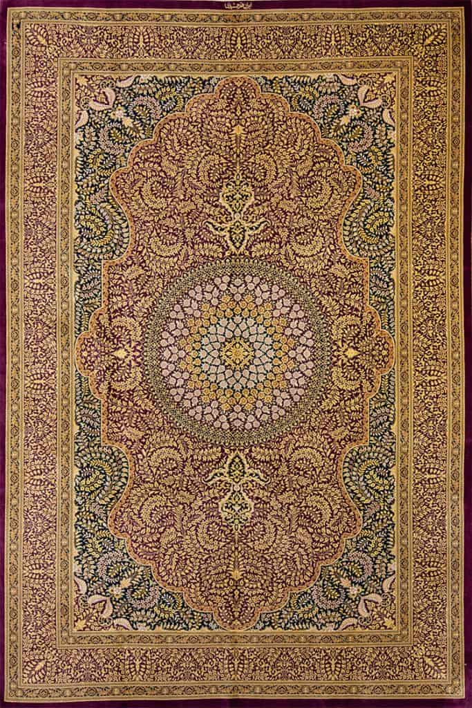 7556- Stunning 100% pure silk rug highly detailed luxurious hand knotted Persian Qum silk rug for Living room. Size 6.6 x 9.9.