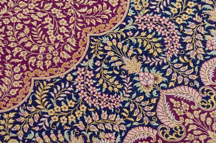 7556- Stunning 100% pure silk rug highly detailed luxurious hand knotted Persian Qum silk rug for Living room. Size 6.6 x 9.9. Backside image. 7556- Stunning 100% pure silk rug highly detailed luxurious hand knotted Persian Qum silk rug for Living room. Size 6.6 x 9.9. Backside image.