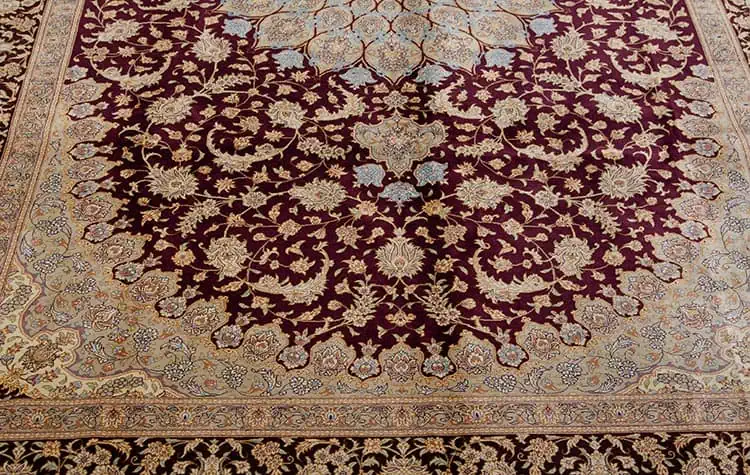 Rug 7559- Purple area rugs, exquisite handmade floral Persian Qum silk area rug made to perfection with beauty and quality in mind. Size 6.6 x 9.6.