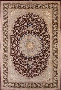 Rug 7559- Purple area rugs, exquisite handmade floral Persian Qum silk area rug made to perfection with beauty and quality in mind. Size 6.6 x 9.6.