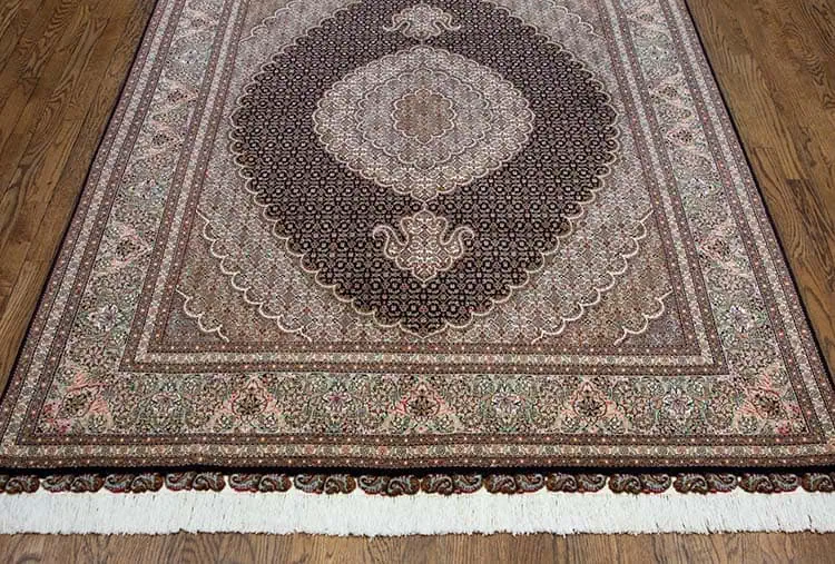 Rud 2350- Blue 5x6 rug, handmade Persian Tabriz intricate rug made from wool and silk.