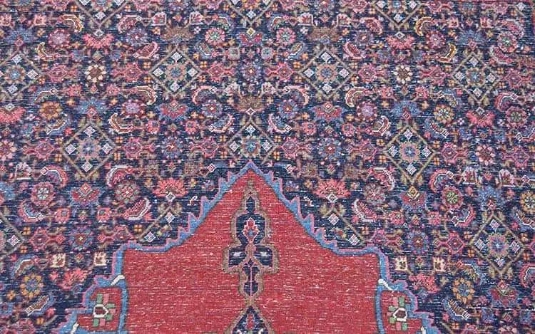 Rug 2352- Thick and densely woven burnt orange rug. Hand woven old Persian Bijar 5x8 rug made from 100% wool. Backside image.