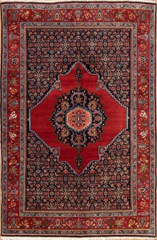 Rug 2352- Thick and densely woven burnt orange rug. Hand woven old Persian Bijar 5x8 rug made from 100% wool. 