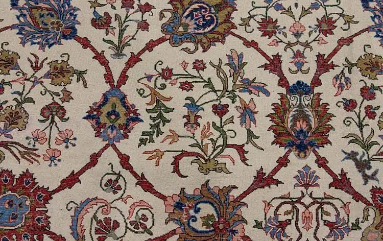 Rug 2795- Antique Erami rug the expression of timeless elegance. Exquisite floral Persian Qum Erami carpet. Size 10.1 x 13.7. Backside image. Rug 2795- Antique Erami rug the expression of timeless elegance. Exquisite floral Persian Qum Erami carpet. Size 10.1 x 13.7. Backside image.