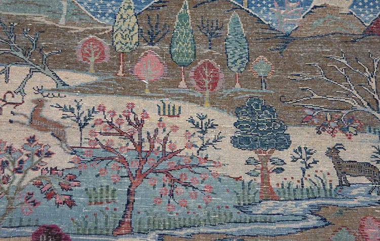 Rug 2799- Antique Persian Kermanshah Rug. 1950s Persian Carpet Testament to the Artistry and Skill of Kermanshah Weavers. Size 4.4 x 6.7. Backside image.