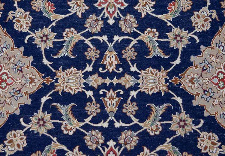 Rug 7550- Beautiful floral 10 ft hallway runner rug. A fine Persian hallway rug made from kork wool and silk. It measures 2.7 x 10.4. Backside image.