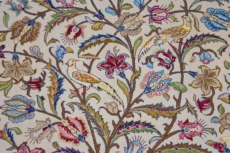 Rug 2431- An elegant Persian Beige Rug from Kashan — fine wool and silk, an heirloom of enduring beauty, exclusively at Beautiful Rugs Chicago. Size 4.7x7.3. Backside image. Rug 2431- An elegant Persian Beige Rug from Kashan — fine wool and silk, an heirloom of enduring beauty, exclusively at Beautiful Rugs Chicago. Size 4.7x7.3. Backside image.