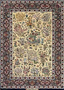 1208- A magnificent high quality Persian rug from Isfahan, featuring fine silk and kork wool craftsmanship, radiant floral motifs, and exceptional detail — Beautiful Rugs Chicago.