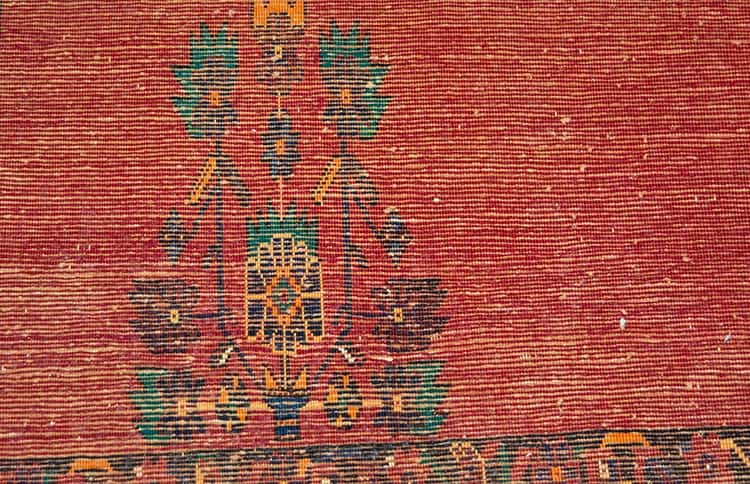 2644- Handmade Tribal Area Rug from Persia’s Sirjan region, woven in fine wool with a deep red field and bold navy medallion. This traditional Persian rug embodies timeless elegance and enduring craftsmanship, a true statement of Persian artistry. Available at Beautiful Rugs Chicago. Backside image. 2644- Handmade Tribal Area Rug from Persia’s Sirjan region, woven in fine wool with a deep red field and bold navy medallion. This traditional Persian rug embodies timeless elegance and enduring craftsmanship, a true statement of Persian artistry. Available at Beautiful Rugs Chicago. Backside image.