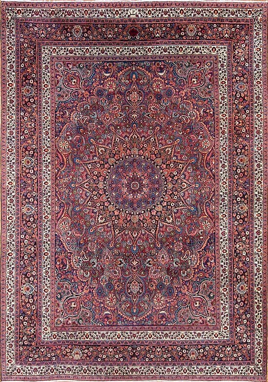 5424- A stunning red and indigo antique Persian Birjand rug, handwoven in Khorasan by artisan Nasery. Its intricate floral medallion design and deep red and blue tones highlight the enduring beauty of Persian craftsmanship, available at Beautiful Rugs Chicago.