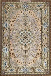 Silk Persian rugs, multicolor vegetable dyed handmade Persian Isfahan rug. Size 4.4x6.6 Silk Persian rugs, multicolor vegetable dyed handmade Persian Isfahan rug. Size 4.4x6.6