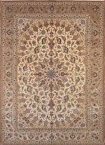 Persian rug pattern featuring medallion and floral motifs.