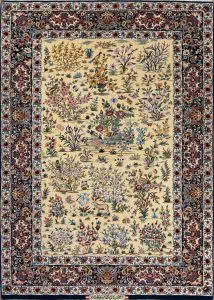 Isfahan rug Persian silk and wool ivory field garden design Beautiful Rugs Chicago Isfahan rug Persian silk and wool ivory field garden design Beautiful Rugs Chicago