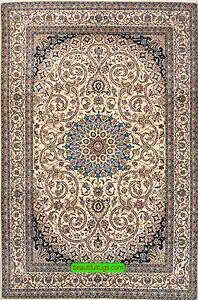 Gorgeous handmade Persian Nain wool and silk rug with beige color. Size 7x10.8. Gorgeous handmade Persian Nain wool and silk rug with beige color. Size 7x10.8.