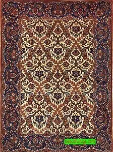 Antique Isfahan rug, floral allover design antique Persian rug with beige and blue colors. Antique Isfahan rug, floral allover design antique Persian rug with beige and blue colors.