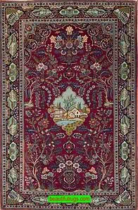 Antique Persian Scenery Design Kashan Rug Antique Persian Scenery Design Kashan Rug