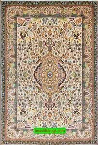 Hand knotted Persian Tabriz rug, kurk & silk, multicolor. Size 5x7.2. Hand knotted Persian Tabriz rug, kurk & silk, multicolor. Size 5x7.2.