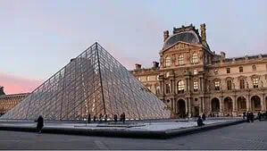 Louvre Museum in Paris. Image of the outside the Museum. Louvre Museum in Paris. Image of the outside the Museum.