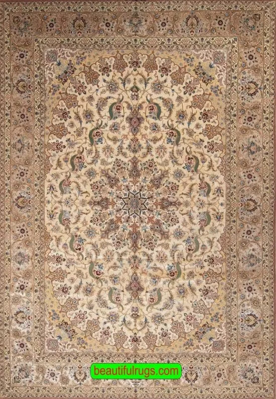 Silk Rug, Hand knotted Persian Isfahan Silk Rug, Living Room Rug