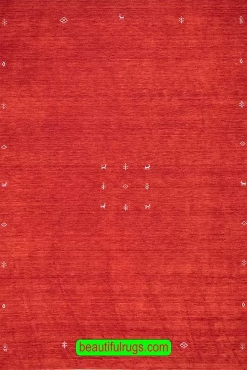 Red Color Gabbeh Style Oriental Rug Made in India, size 9x12