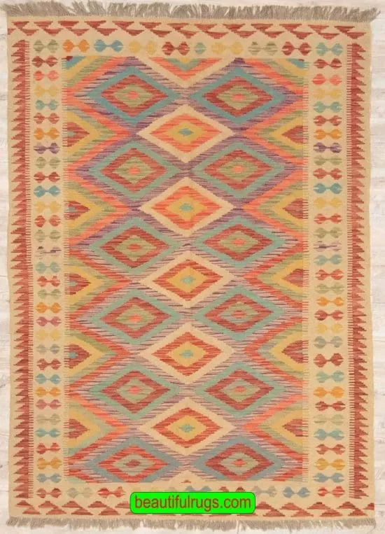 Kilim Rug, Flat Weave Rug, Handmade Pakistan Wool kilim Rug