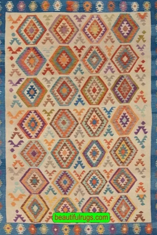 Large Kilim Rug, Caucasian Style Wool Kilim Rug, Flat Weave Rug
