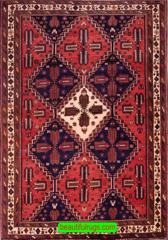 Persian Sirjan rug, Tribal pattern area rug. Size 5.2x6.8