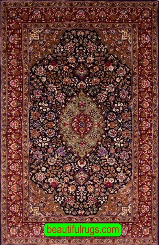 Qum Carpet, Kork Wool and Silk Handmade Iranian Qum Carpet. Size 5.5x8.10