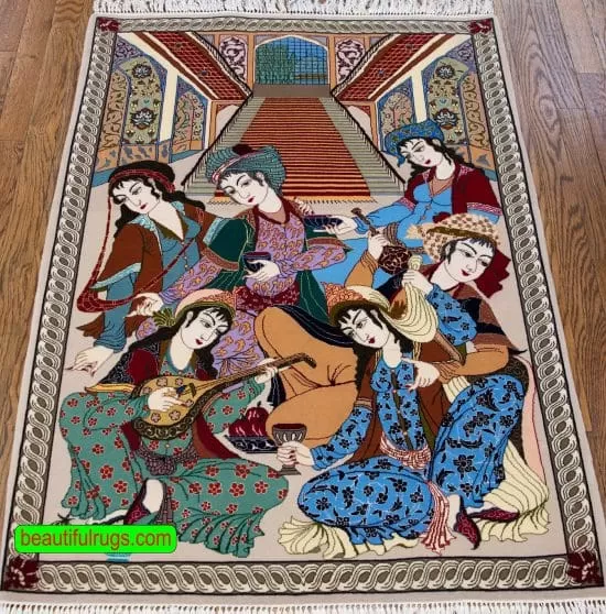 Handmade Persian Isfahan pictorial rug. Size 2.9x4.4