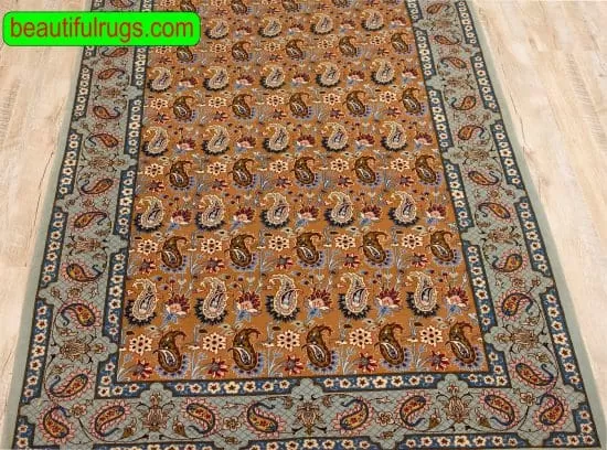 Handmade Persian Isfahan Rug, Paisley Design Rug, Kurk & Silk Rug, size 3.10x5.8
