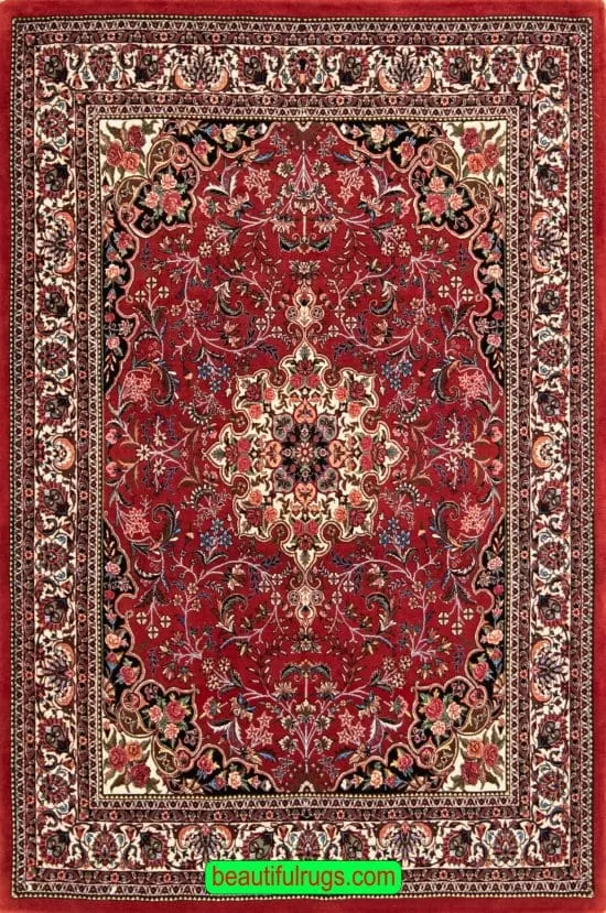 Handmade Persian Bijar Rug, Mauve and Rose Color. Size 5.3x7.4