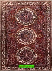 Antique Persian Bakhtiari rug in red color and perfect condition. Size 10.7x14