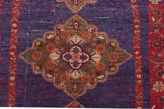 Beautiful Persian Gabbeh runner, vegetable dye in navy blue and rust color. Size 3x15.10.
