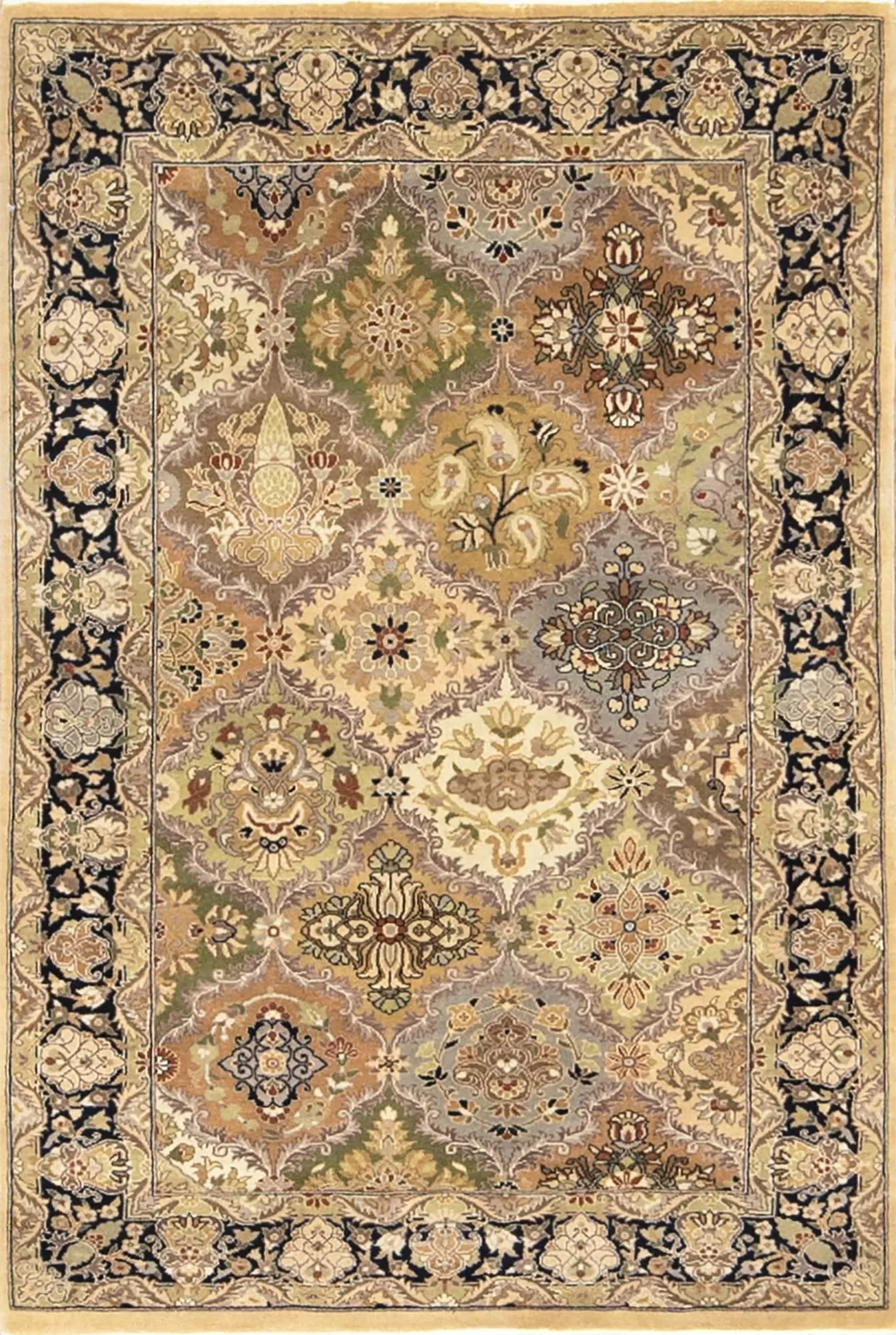Oriental rug online. hand knotted wool oriental rug made in Pakistan with pastel and earth tone colors. Size 3.1x4.10.