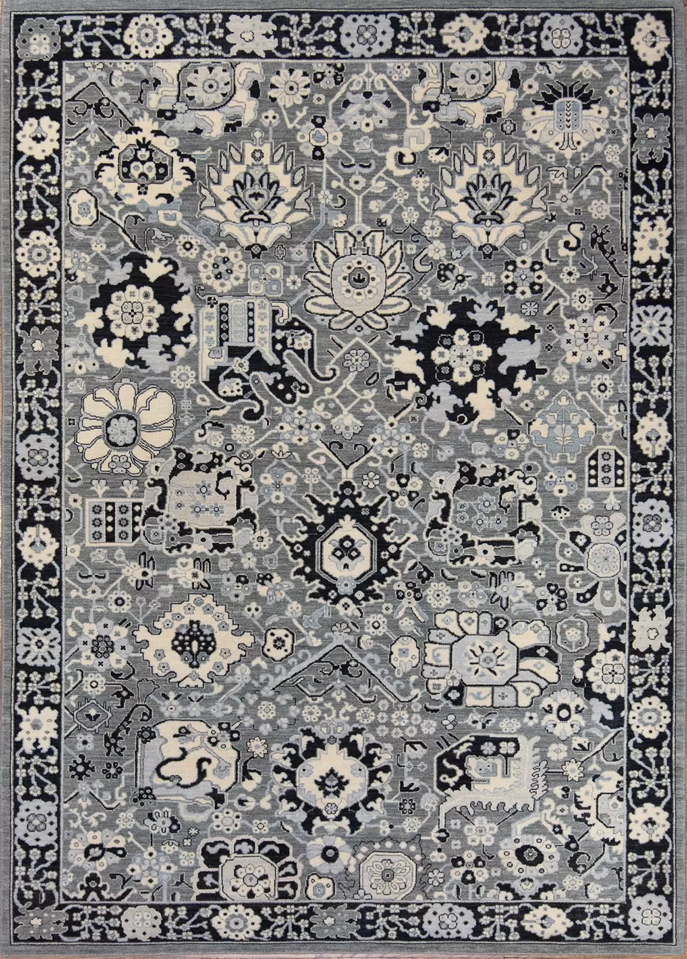 Moder rugs. Handmade black and white modern are rug made of wool. Size 6.1x9.1.
