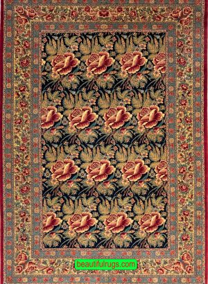 Hand Knotted Persian Senneh Rug, Floral Design Vegetable Dyed Rug. Size 6.9x10.6